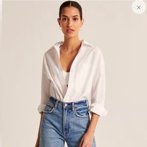 Abercrombie Oversized White Poplin Button Down